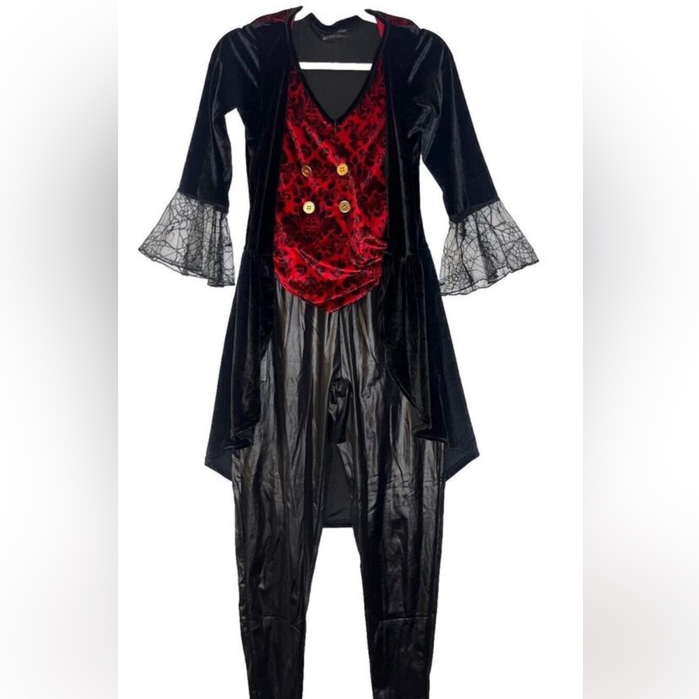 Tipsy Elves Adult Vampire Costume Pant Bodysuit One‎ Piece Velvet Damask medium